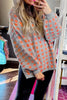 Plaid Round Neck Dropped Shoulder Sweater test