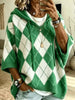 Full Size Argyle Pattern Hooded Sweater Plus Size test