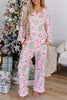 Christmas Print Button Front Long Sleeve Lounge Set test