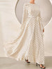 Full Size Elegant Polka Dot Long Sleeve Maxi Dress with Waist Tie Plus Size test
