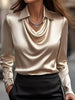 Full Size Satin Cowl Neck Blouse Plus Size test