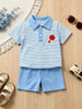 Children's Striped Polo Shirt & Shorts Set with Apple Embroidery test