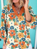 Frilled V Neck Floral Print Blouse