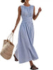 Full Size Sleeveless Striped Maxi Dress with Criss-Cross Waist Detail Plus Size test