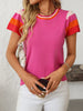 Mandy Contrast Round Neck Short Sleeve Knit Top test