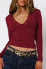 Lace Detail V-Neck Long Sleeve T-Shirt test