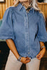 Puff Half Sleeve Collared Denim Shirt test