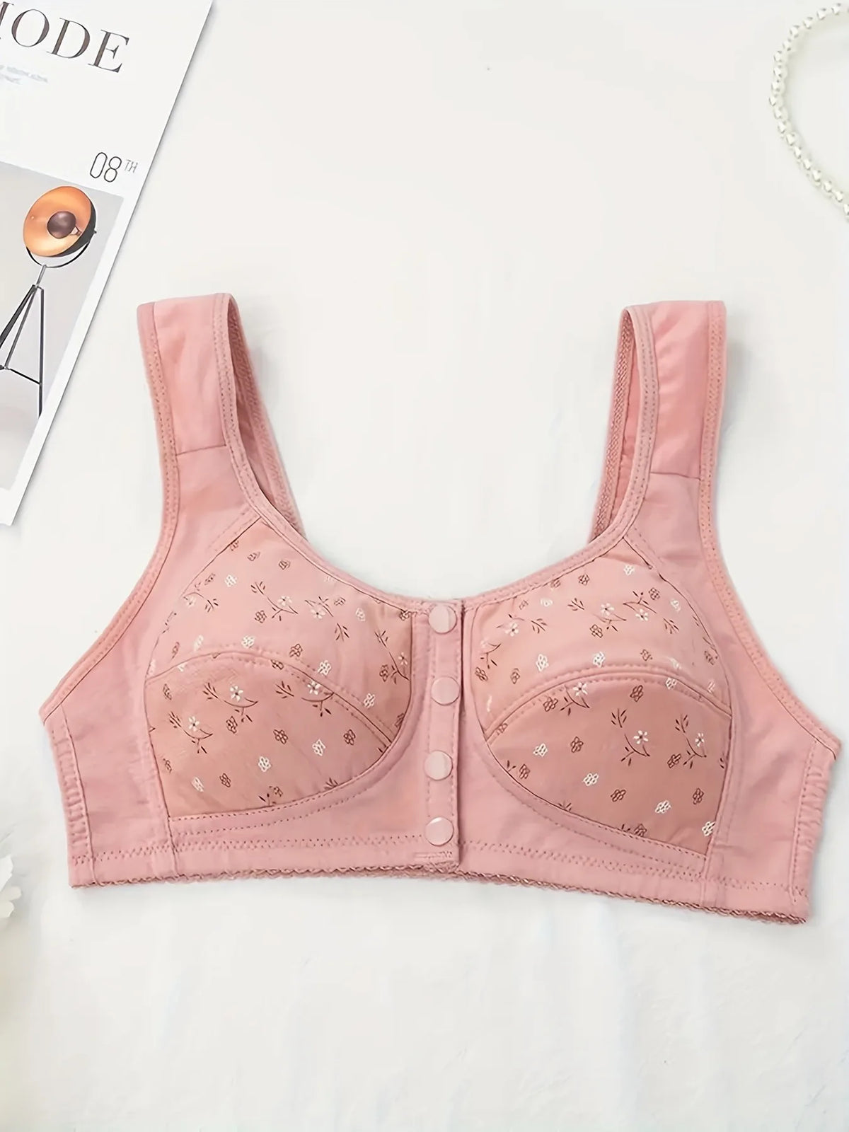 Elegant Front Buckle Floral Bra for Women – 7-Piece Set,Pressurized Support, Adjustable,Breathable, Ideal for Breastfeeding