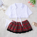 Women's Sexy Lingerie Two Piece Lace Outfits Tie Top Skirt Women's Cosplay Uniform Lingerie Sets