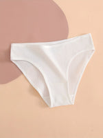 5pcs Solid Ribbed Briefs, Comfy & Breathable Stretchy Intimates Panties, Women's Lingerie & Underwear