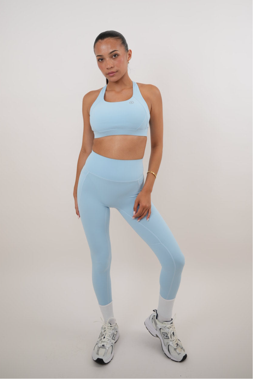 I Am Glowing Sky Blue Quick Dry Butter Legging