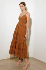 LUMINOUS BLISS WOVEN EYELET MIDI DRESS