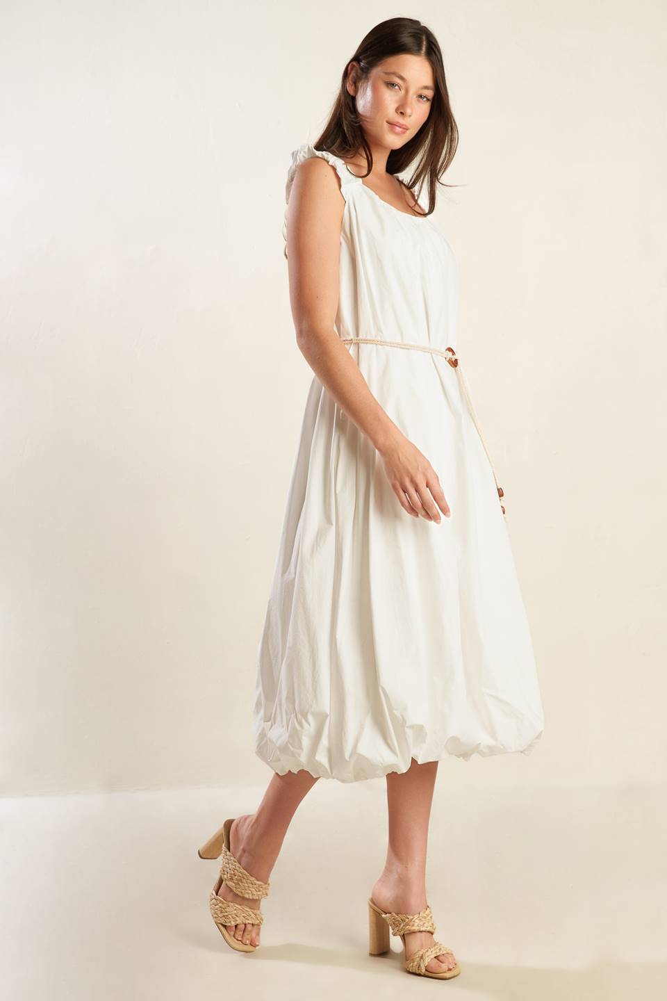 RIVERSIDE SIPS WOVEN MIDI DRESS