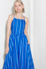LET THE GOOD IN BLUE WOVEN MIDI DRESS