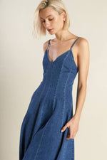 ROSEWOOD ROMANCE DENIM MIDI DRESS