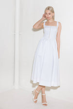 CATCH THE SUN IN WHITEWOVEN MIDI DRESS
