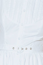 NUE EASE WHITE WOVEN MDI DRESS