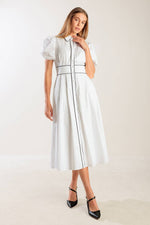 IN THE BREEZE WHITE WOVEN MIDI DRESS