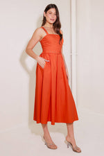 NO TIMELINE TOMATO WOVEN MIDI DRESS