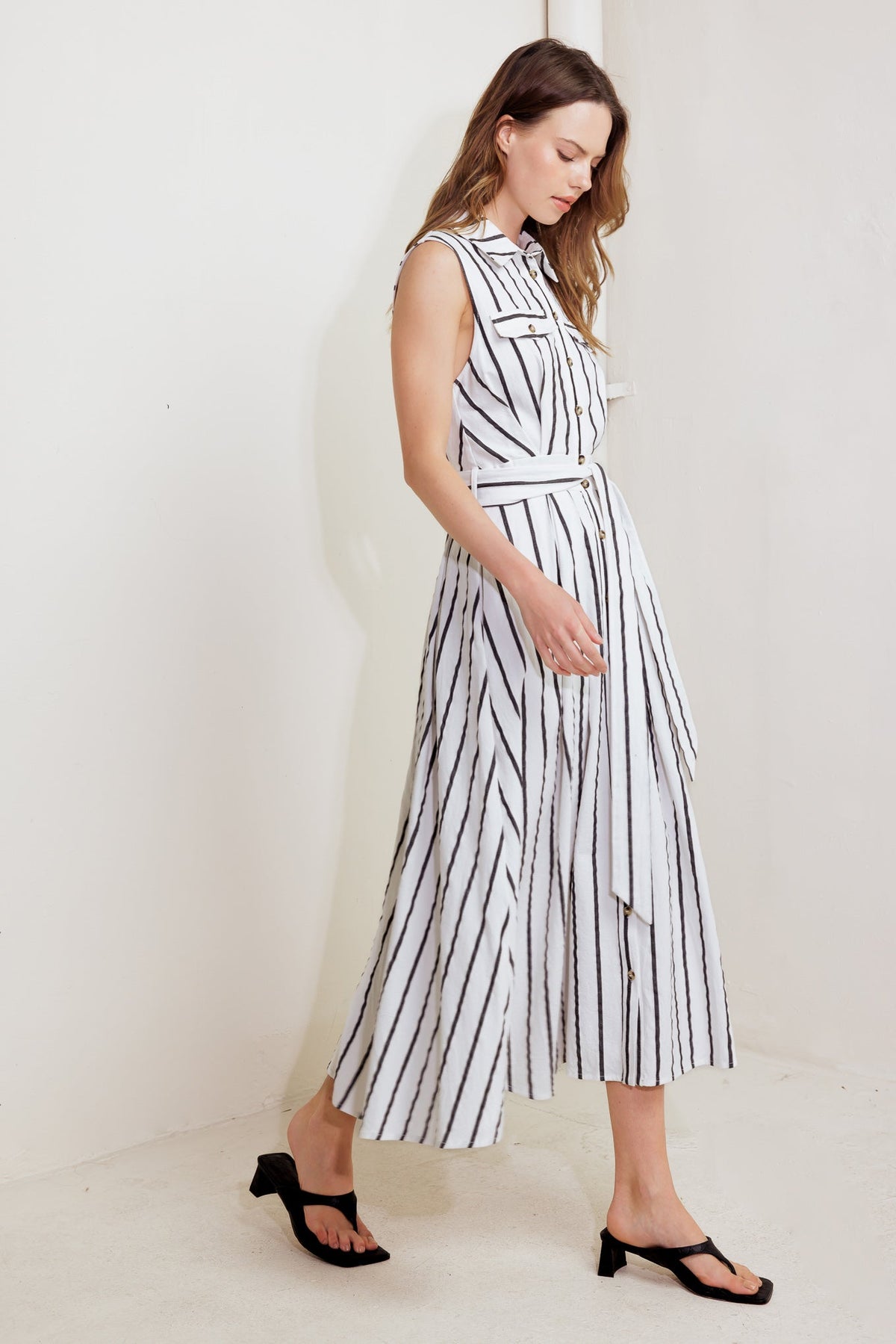HUGS & VANILLA CLOUDS WOVEN MIDI DRESS