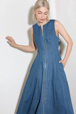 IRRESISTIBLY POISED DENIM MIDI DRESS