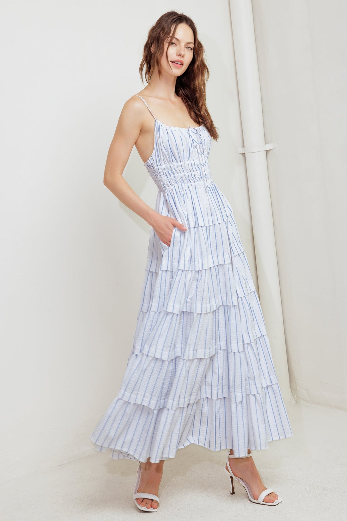 BREEZE NOTE WOVEN MIDI DRESS