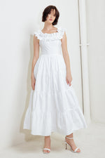 SWEETHEART TIERED ROMANCE WOVEN MIDI DRESS
