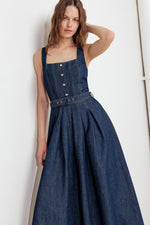 MOONLIGHT SERENADE DENIM MIDI DRESS
