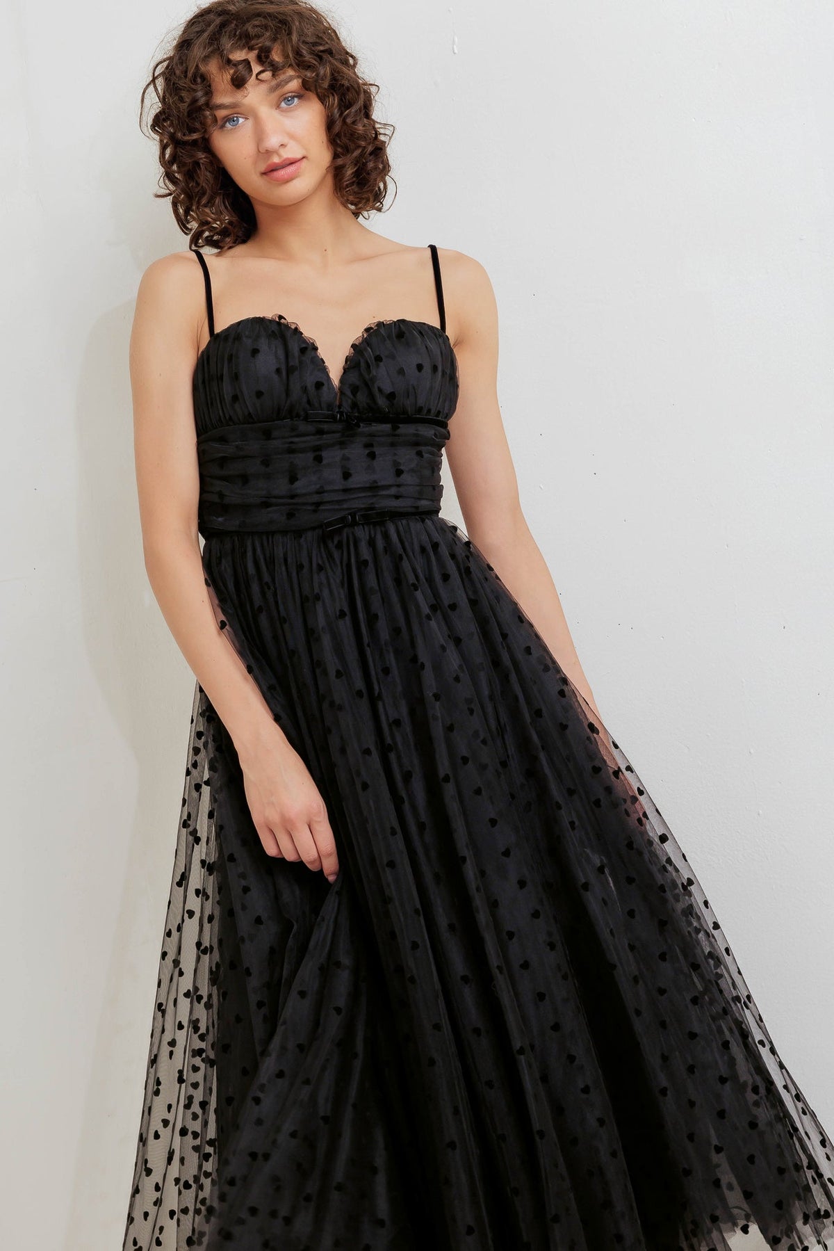HEART DOT BALLET TULLE MIDI DRESS
