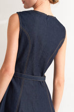 MODERN DARK DENIM MIDI DRESS