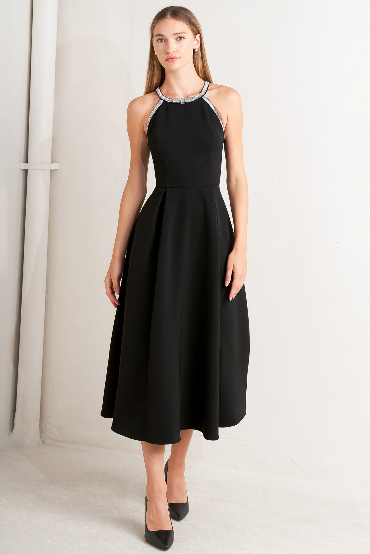 GALAXY CHARM WOVEN MIDI DRESS