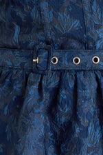 NAVY ROMANCE WOVEN JACQUARD MINI DRESS