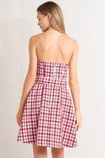 CHERRY CHECK TWEED MINI DRESS