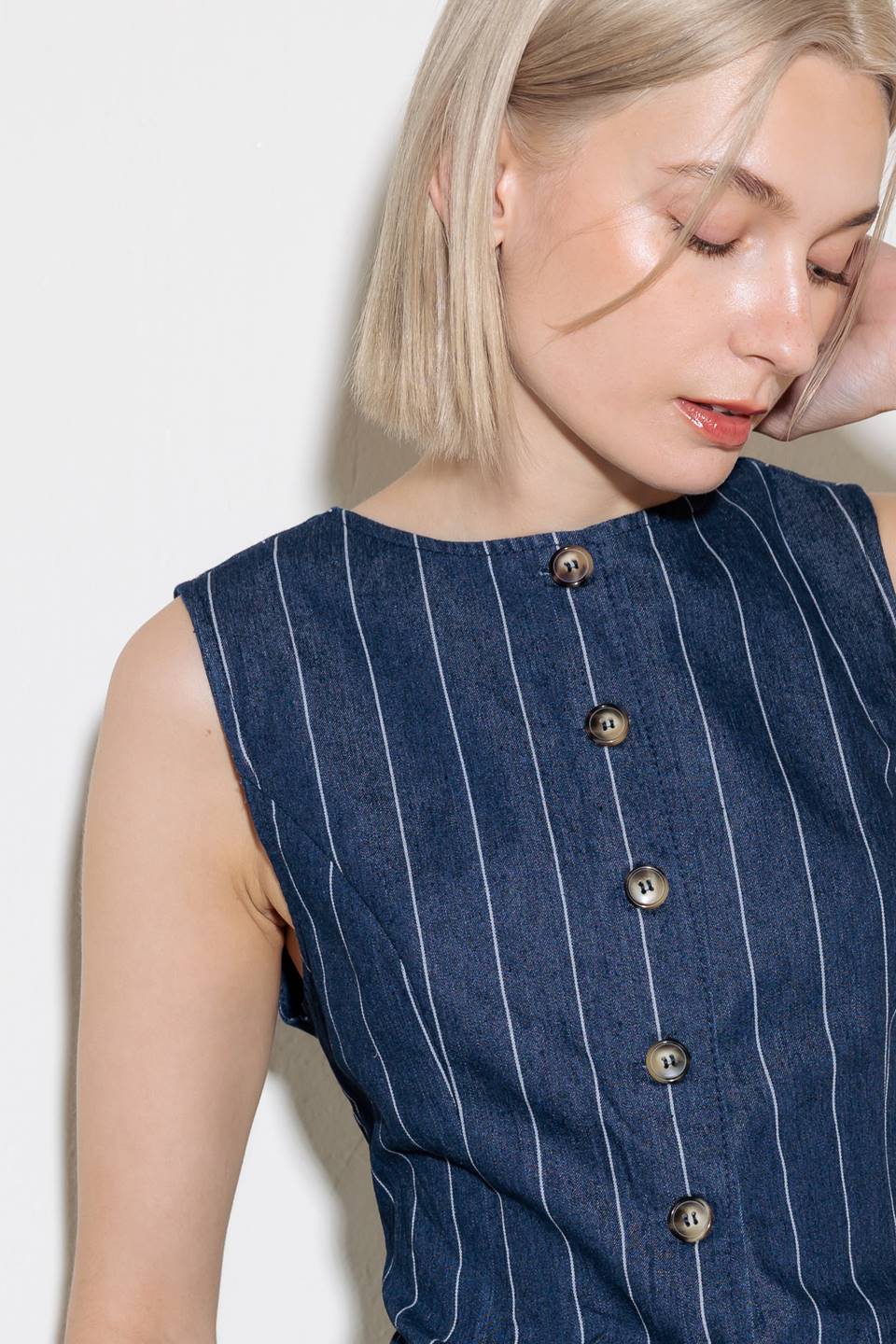 HOLD JOY IN INDIGO WOVEN VEST