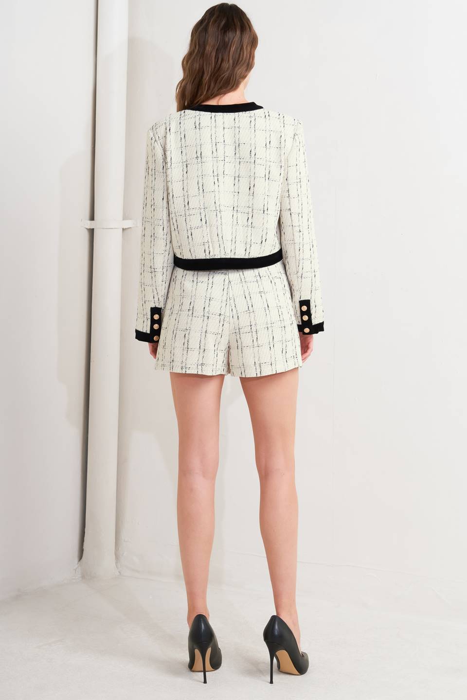 PARIS BOUND WOVEN TWEED CROP JACKET