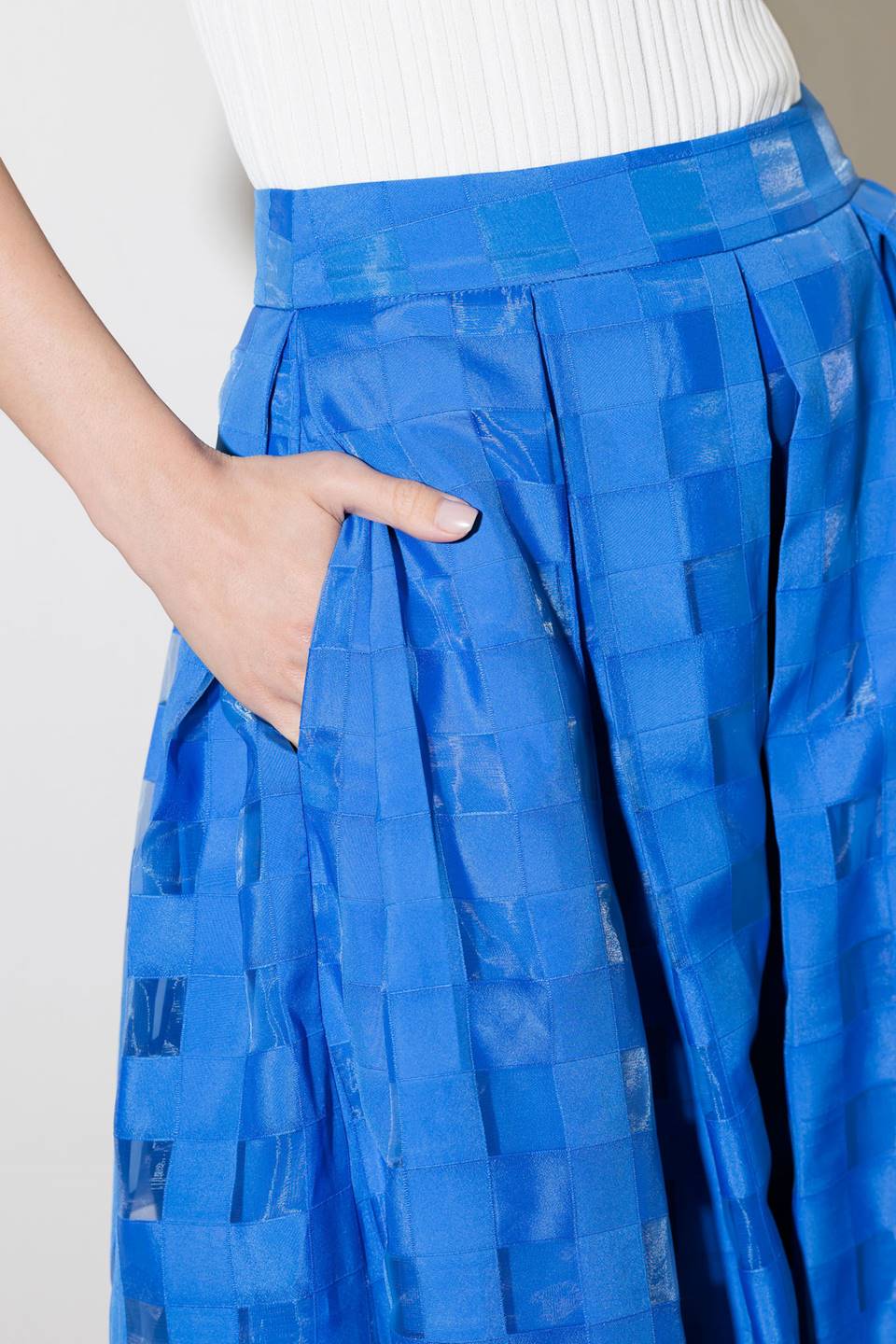 LIVE FOR US BLUE ORGANZA MIDI SKIRT
