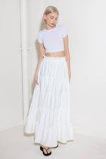 SLOW DOWN IN WHITE WOVEN MAXI SKIRT