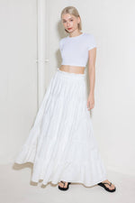 SLOW DOWN IN WHITE WOVEN MAXI SKIRT