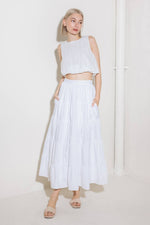 SIMPLY SPELLBOUND WHITE WOVEN FULL MIDI SKIRT