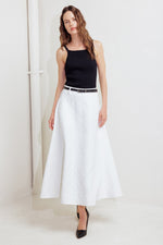 DOWNTOWN EASE WOVEN MIDI SKIRT