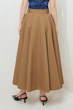 GOLDEN STILL CAMEL WOVEN FULL MIDI SKIRT