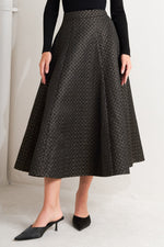 EVENING SCULPT METALLIC WOVEN CIRCLE SKIRT