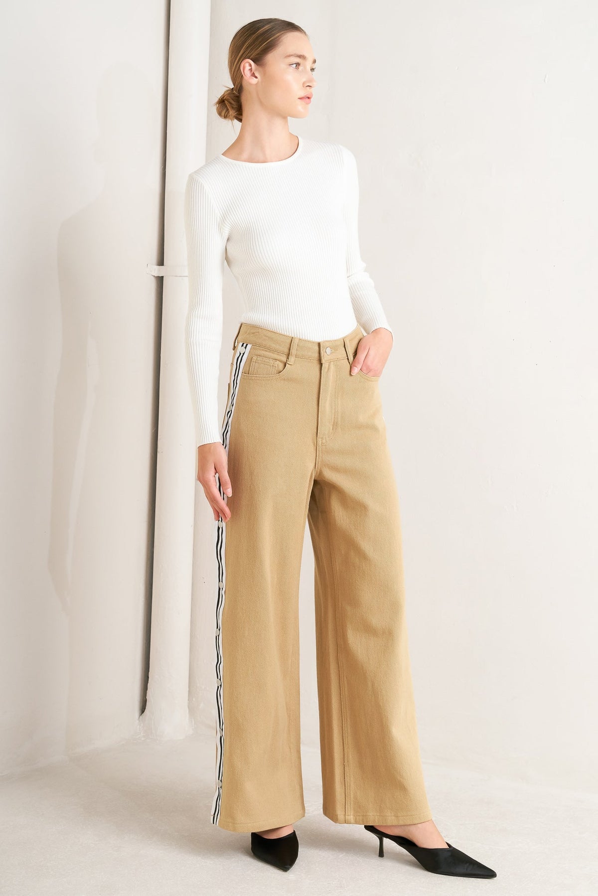 ELEGANT ELEVATION WOVEN TWILL PANTS
