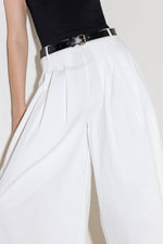 LUMINOUS GRACE WHITE WOVEN CULOTTE PANTS