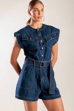 A LITTLE BIT OF THIS DENIM ROMPER