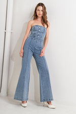 URBAN STRAPLESS DENIM JUMPSUIT