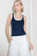 DEEP CONNECTION NAVY KNIT TANK TOP