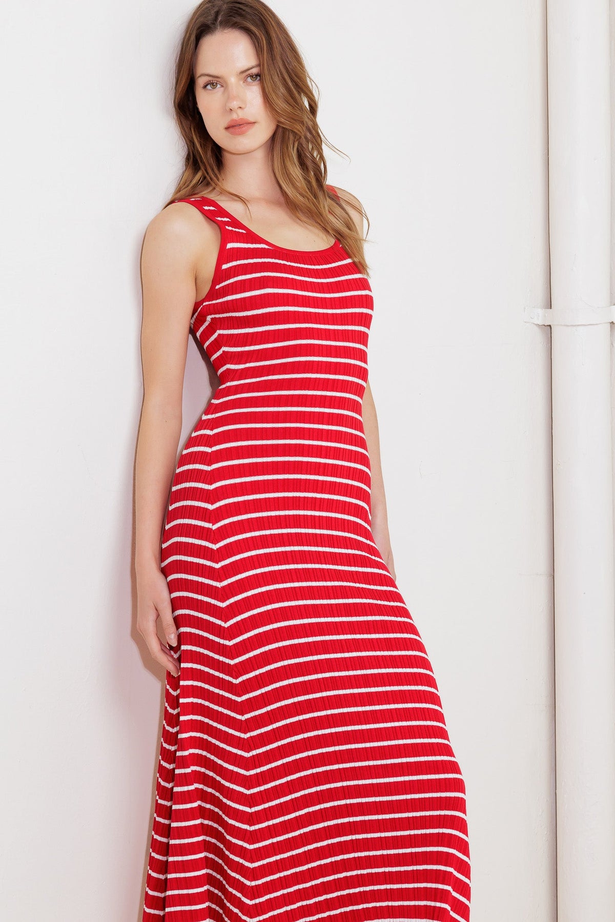 SOFT SIDE OF RED KNIT MIDI DRESS