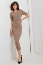 STRUCTURED CHIC SWEATER MIDI DRESS