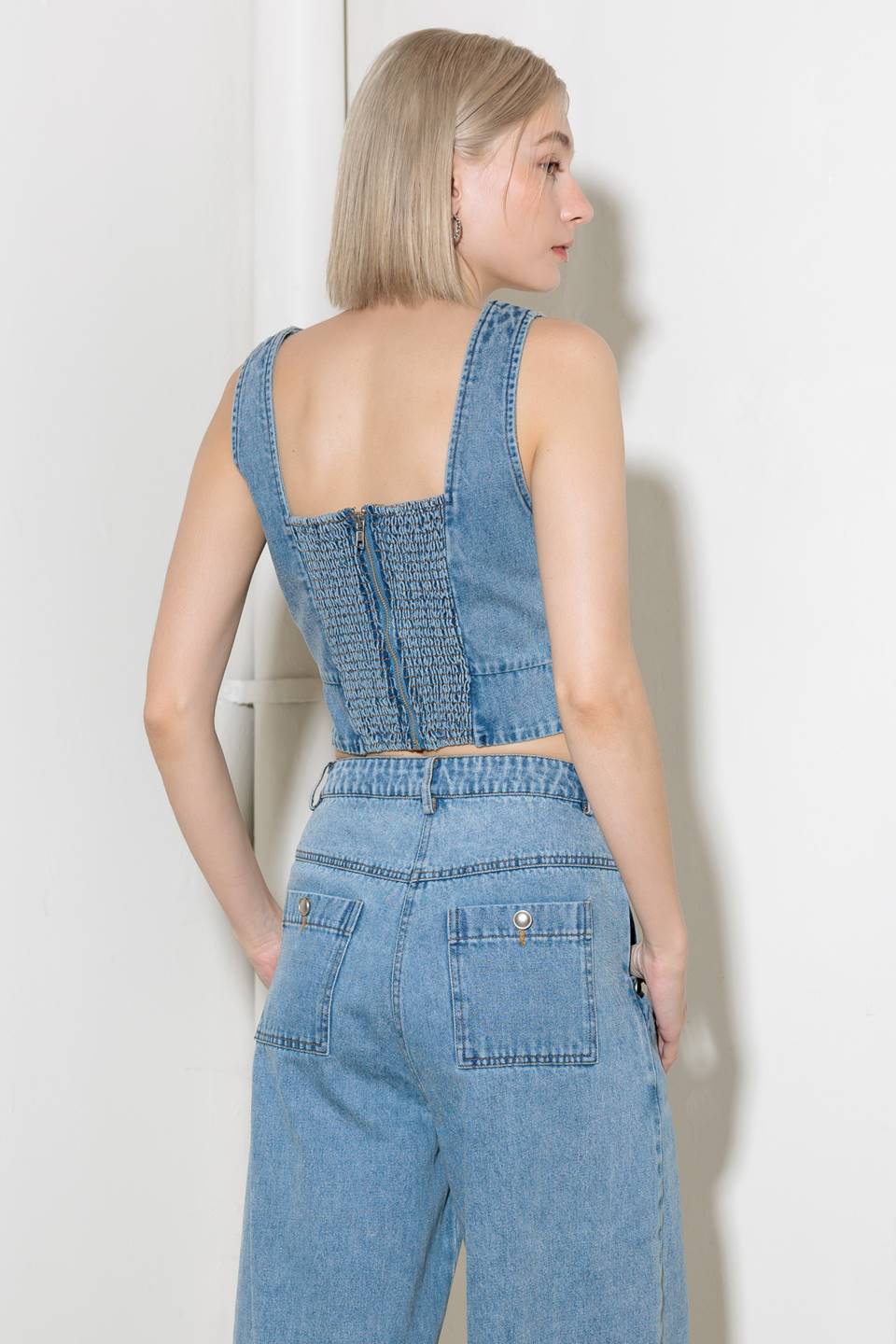 EVER SO SWEET LIGHT INDIGO DENIM TOP